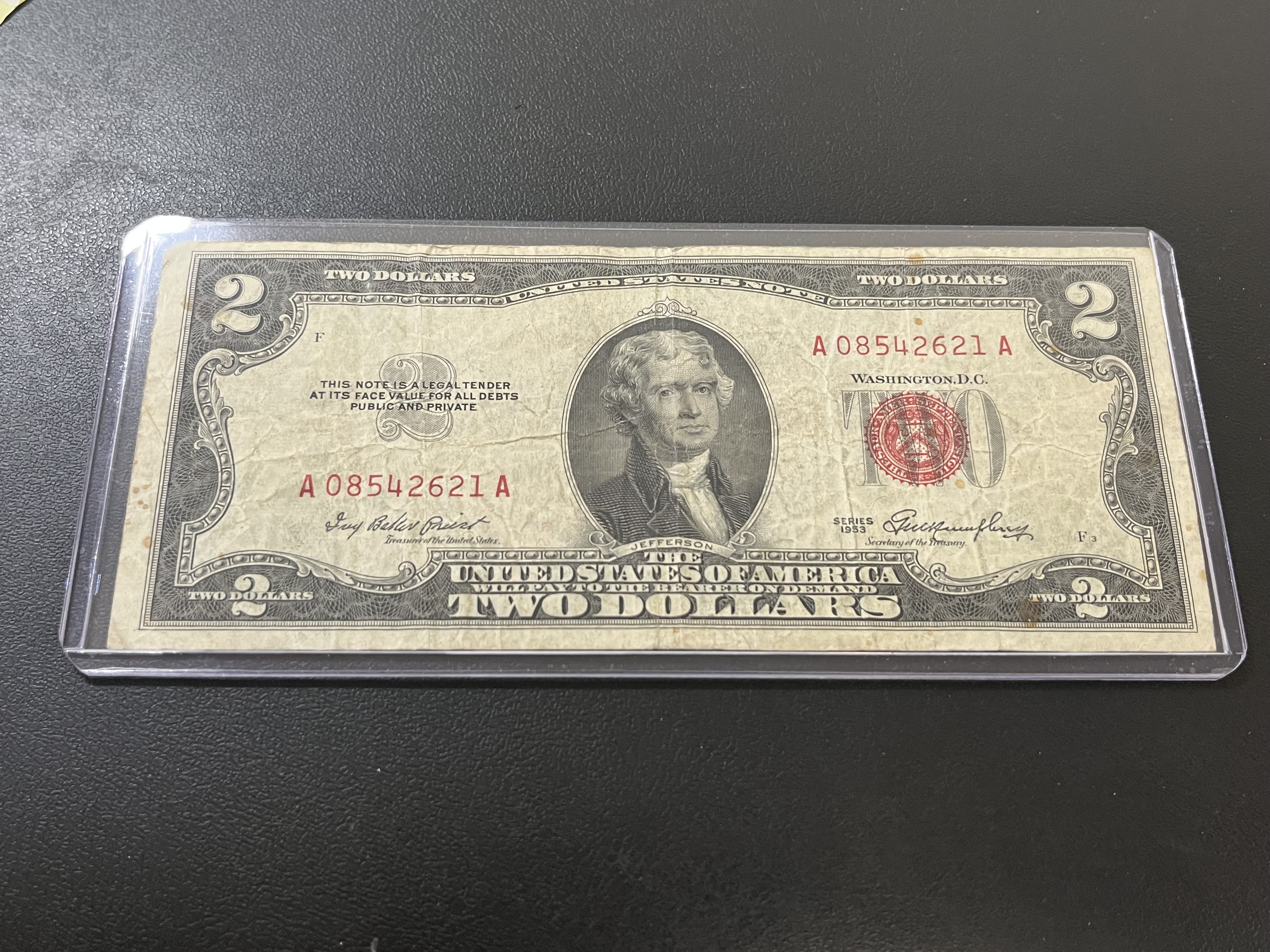 1953 2 DOLLAR RED SEAL - CURRENCY $2 NOTE