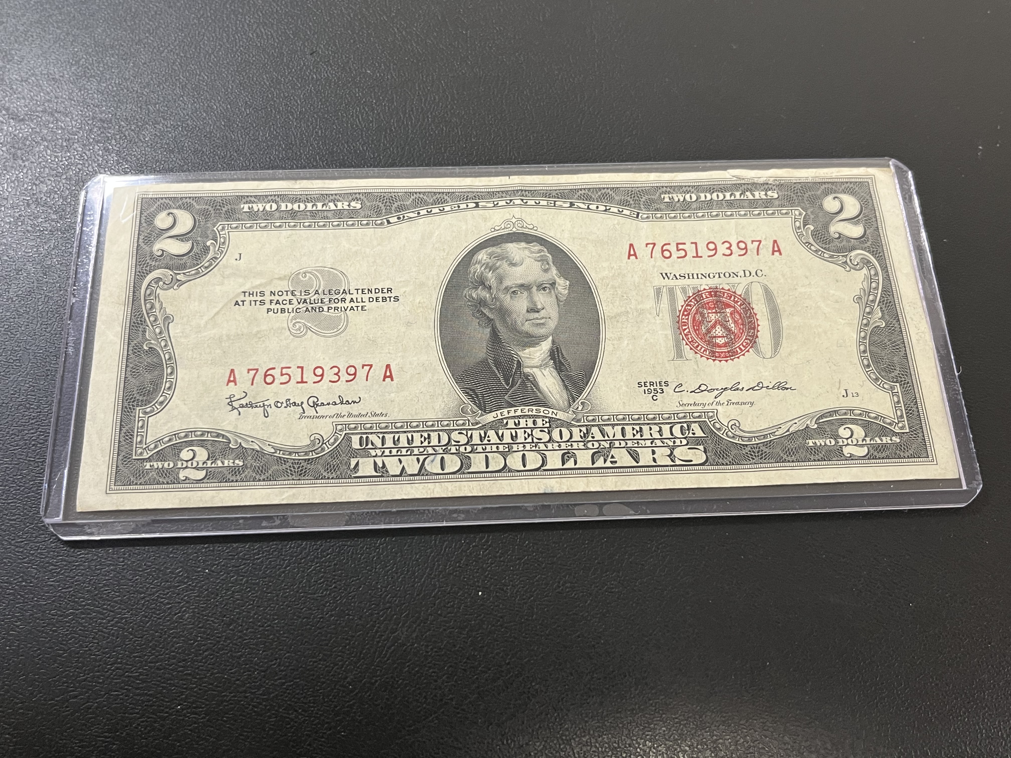 1953 C 2 DOLLAR RED SEAL - CURRENCY $2 NOTE
