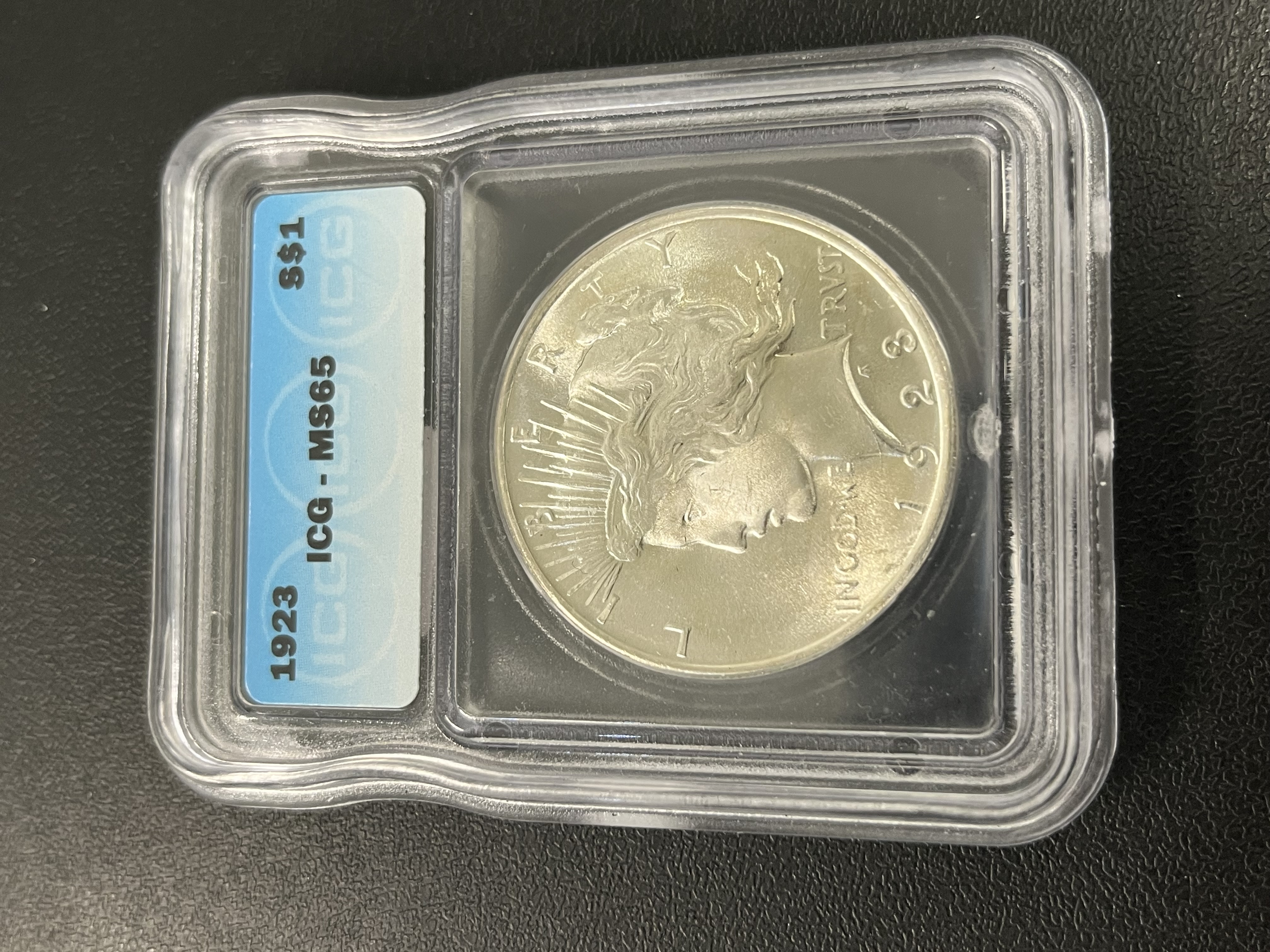 1923 PEACE DOLLAR ICG MS-65 - UNCIRCULATED - HIGH GRADE - WHITE LUSTER
