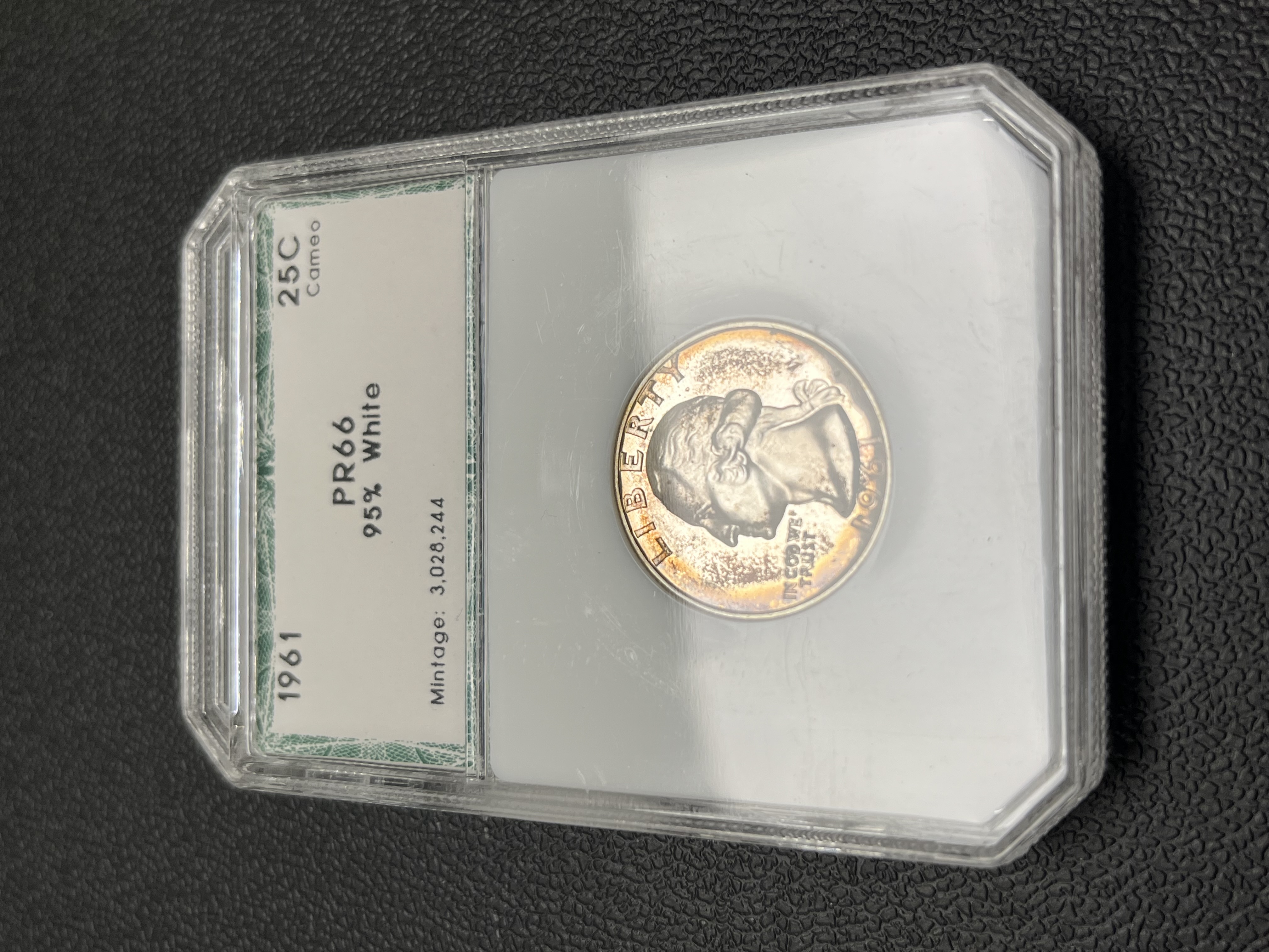 1961 PROOF WASHINGTON QUARTER PCI PR-66 SILVER COIN
