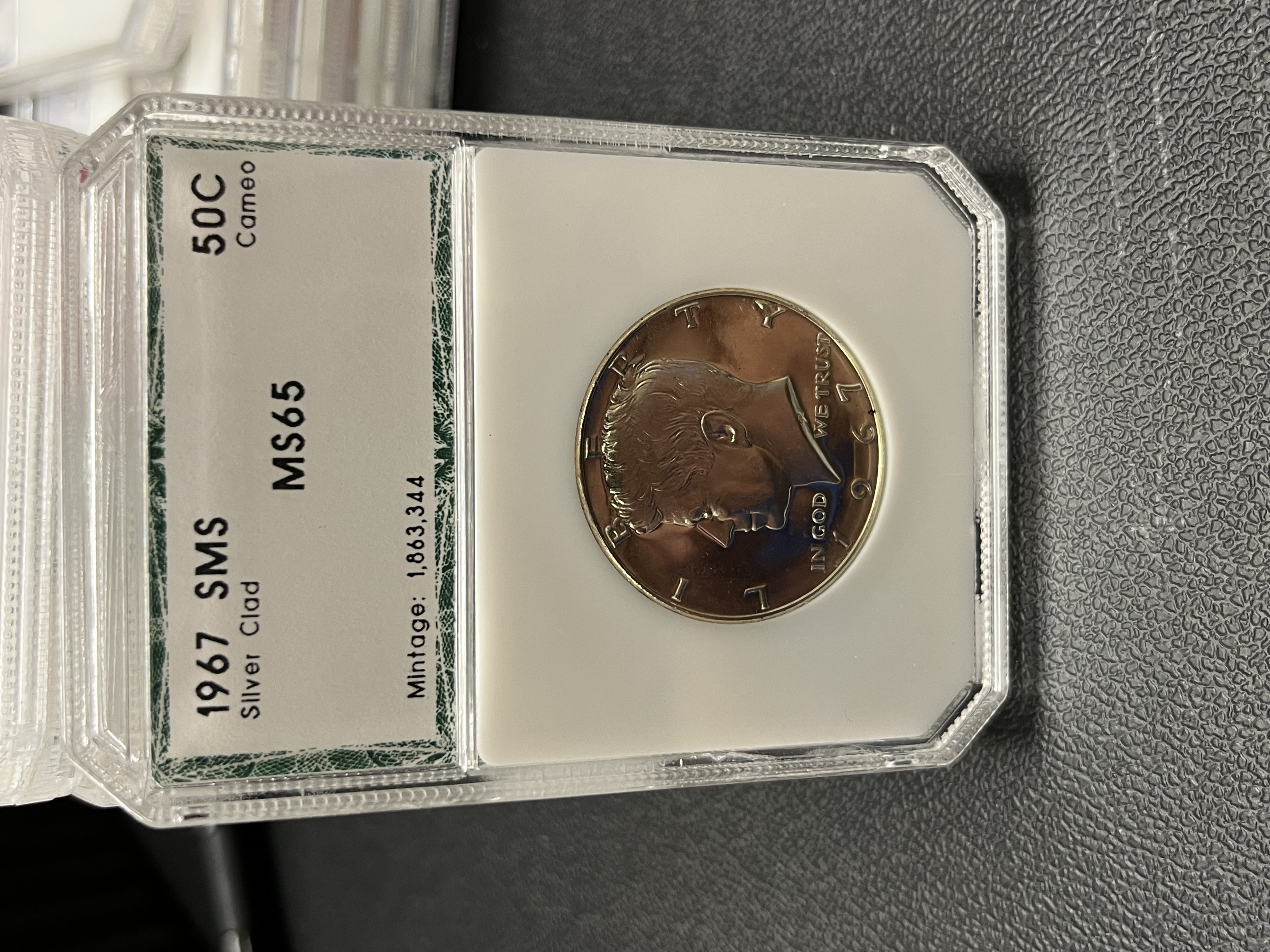 1967 SMS KENNEDY HALF PCI MS-65 CAMEO - SILVER COIN