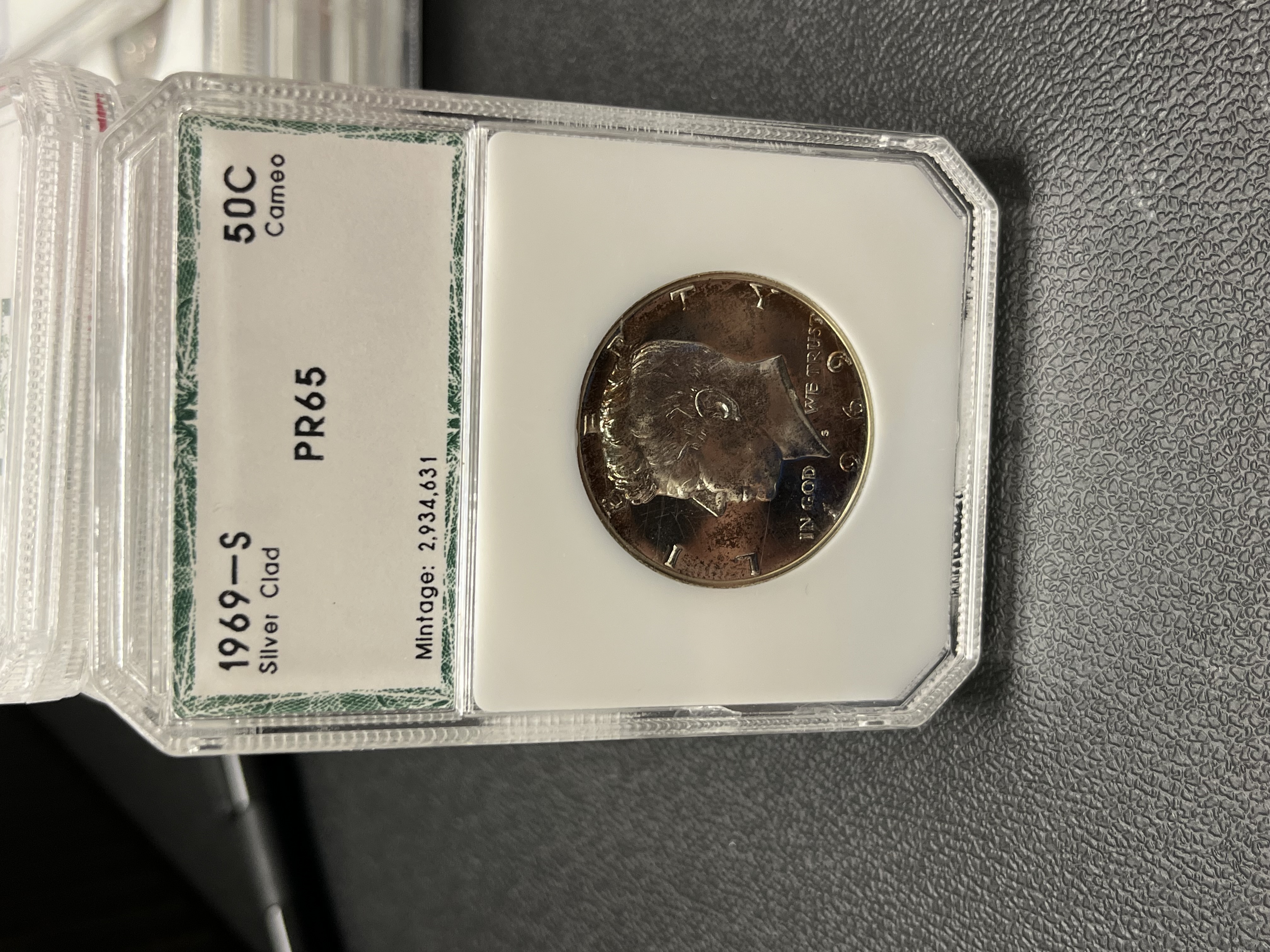 1969 S PROOF KENNEDY HALF PCI PR-65 CAMEO - SILVER COIN