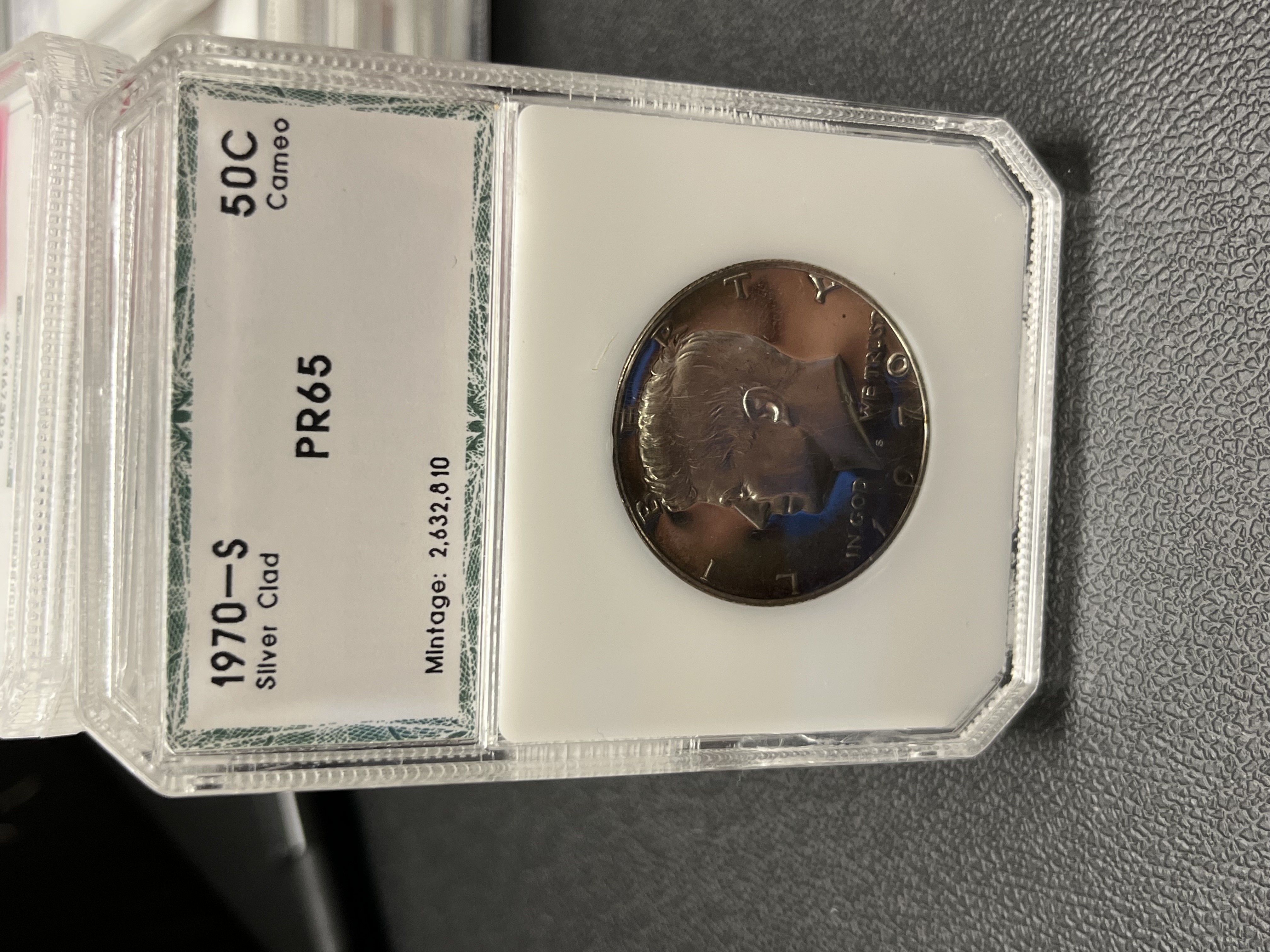 1970 S PROOF KENNEDY HALF DOLLAR PCI PR-65 CAMEO - SILVER PROOF
