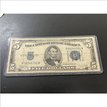 1934 C 5 DOLLAR SILVER CERTIFICATE - CURRENCY $5 NOTE