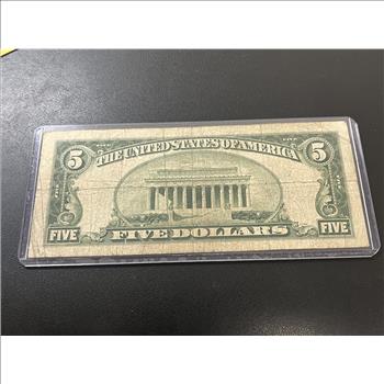 1934 C 5 DOLLAR SILVER CERTIFICATE - CURRENCY $5 NOTE