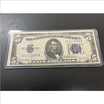 1934 D 5 DOLLAR SILVER CERTIFICATE - CURRENCY $5 NOTE