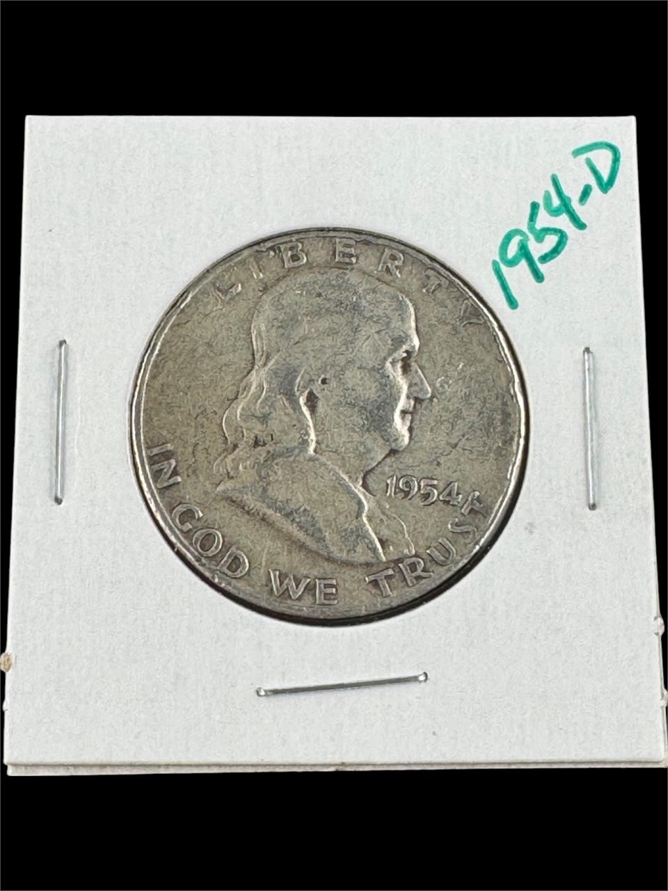 1954-D Ben Franklin Silver Half Dollar