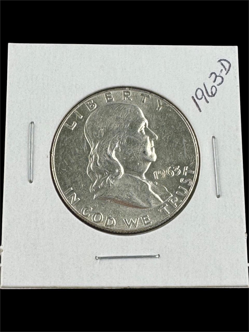 1963-D Ben Franklin Silver Half Dollar