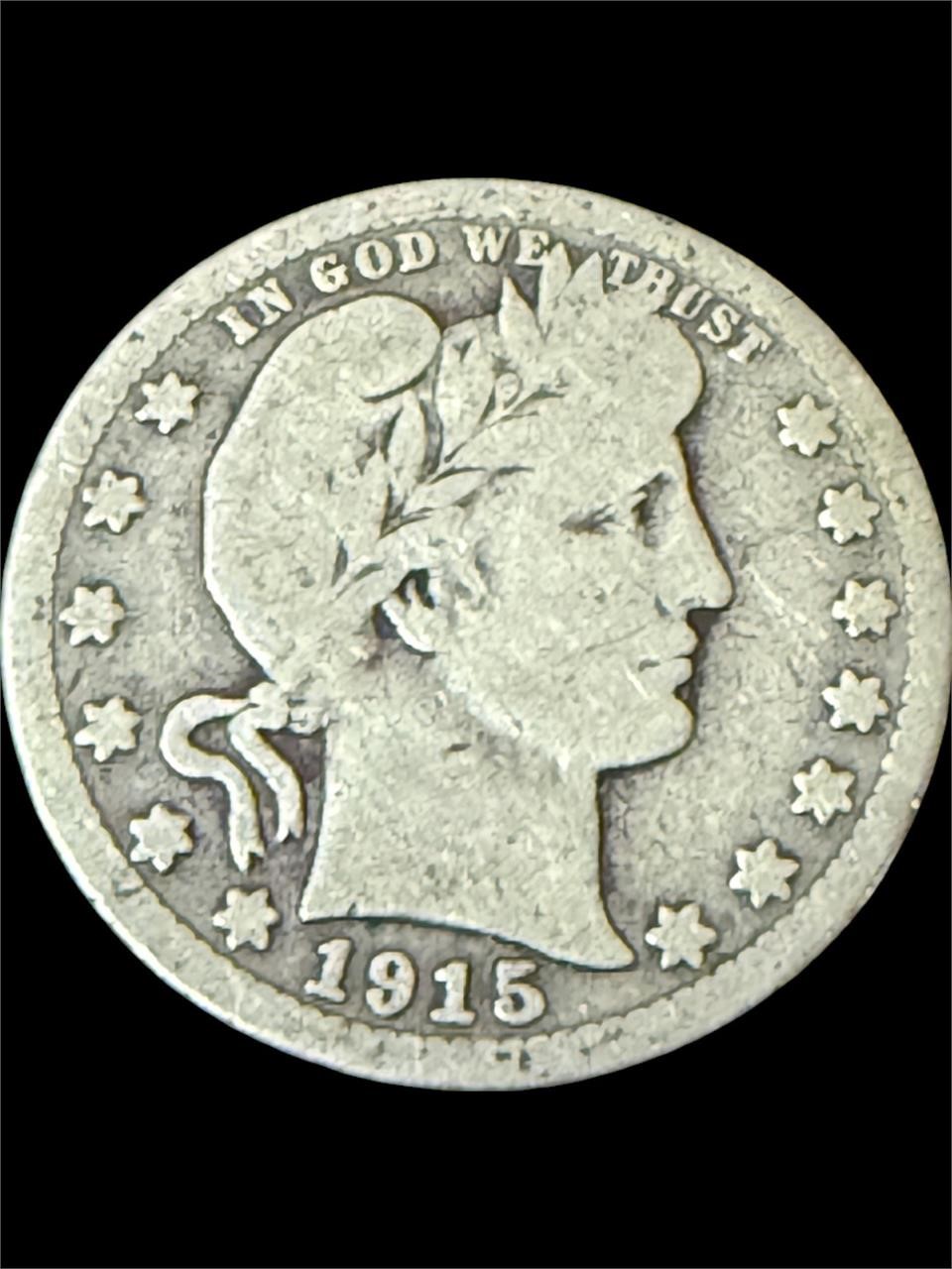 1915 Barber Silver Quarter