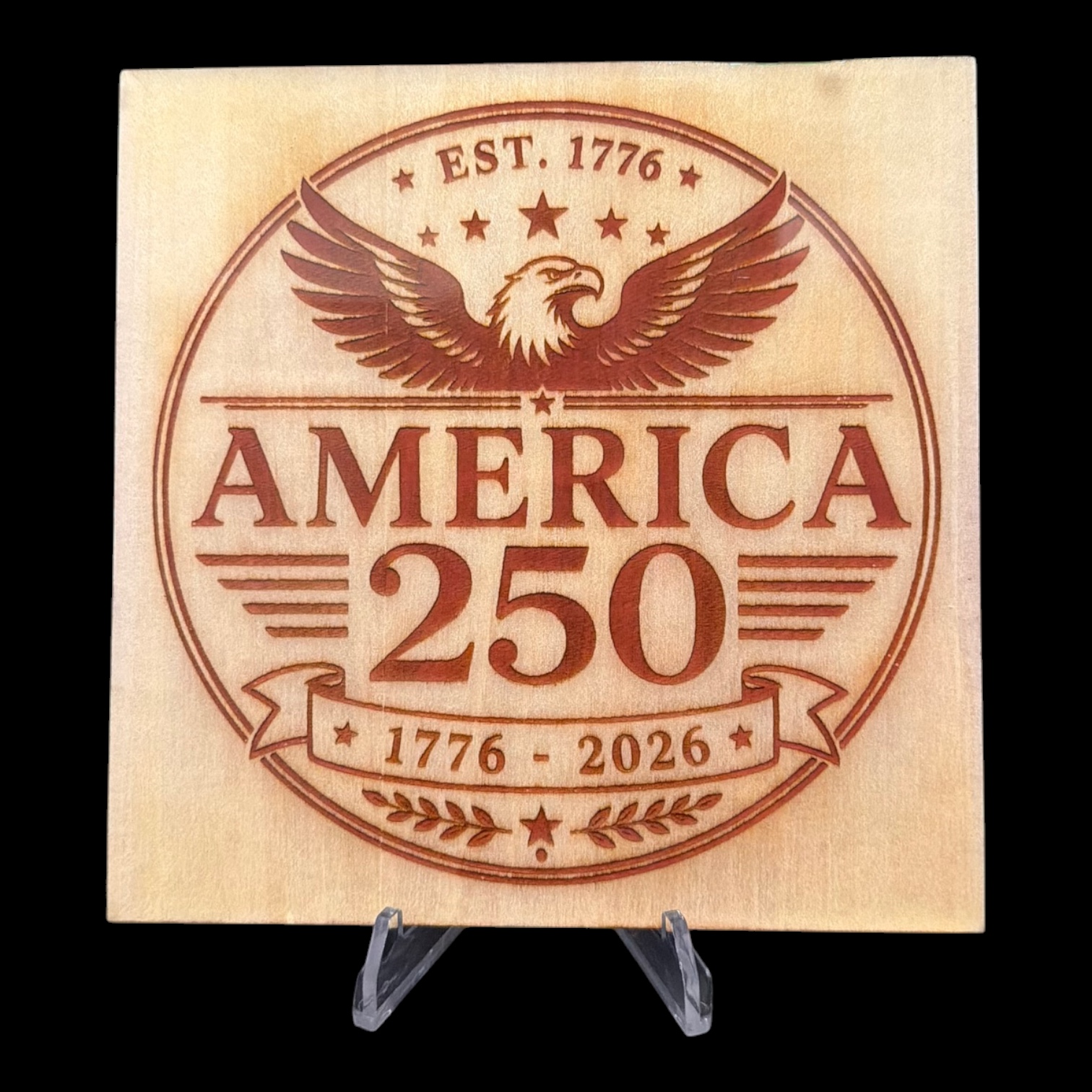 America 250 Wooden Sign | Laser Engraved Patriotic Plaque | 1776-2026 Semiquincentennial Decor | Fourth of July Gift | USA 250th Anniversary