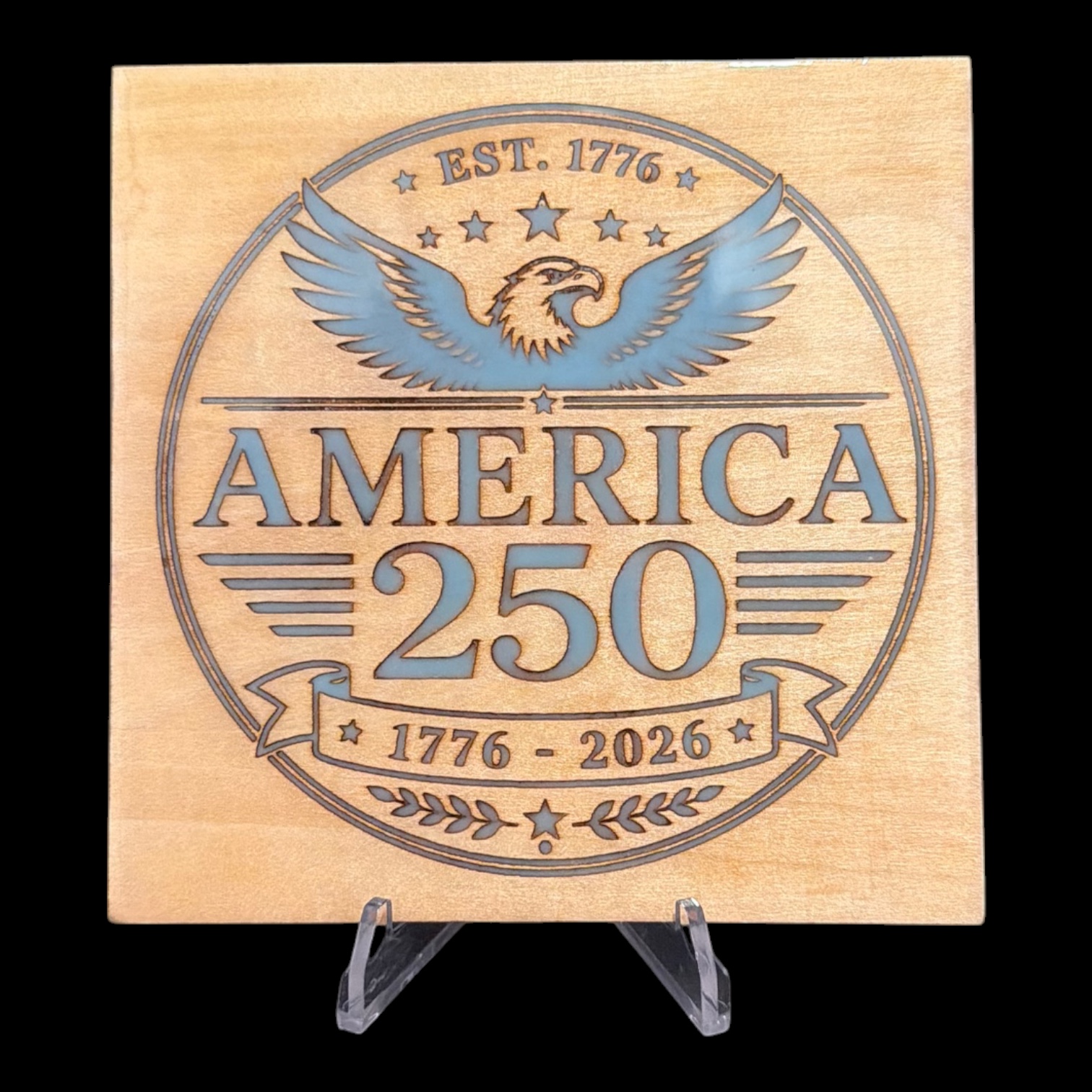 America 250 Wooden Sign | Laser Engraved Patriotic Plaque | 1776-2026 Semiquincentennial Decor | Fourth of July Gift | USA 250th Anniversary