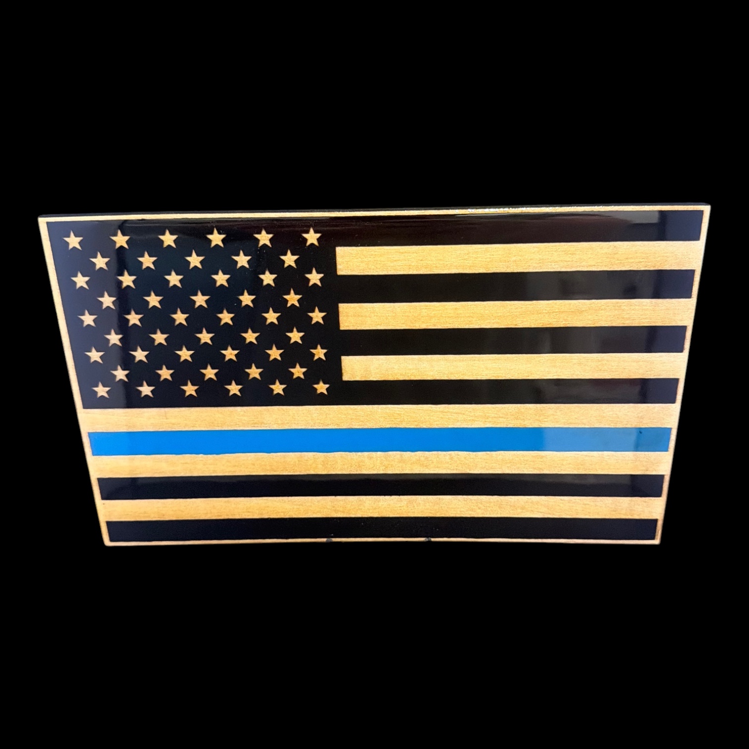 Thin Blue Line American Flag Wood Sign | Police Flag Decor | Laser Engraved Patriotic Plaque | Law Enforcement Gift | First Responder Wall Art