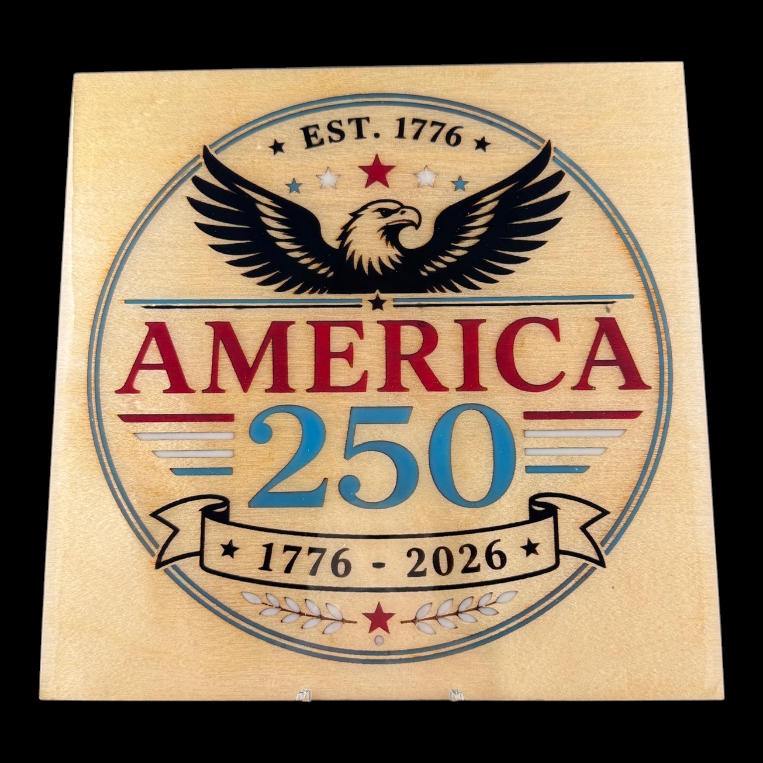 America 250 Wooden Sign | 1776-2026 Semiquincentennial Decor | Patriotic Eagle Wall Art | USA 250th Anniversary Plaque | Fourth of July Gift