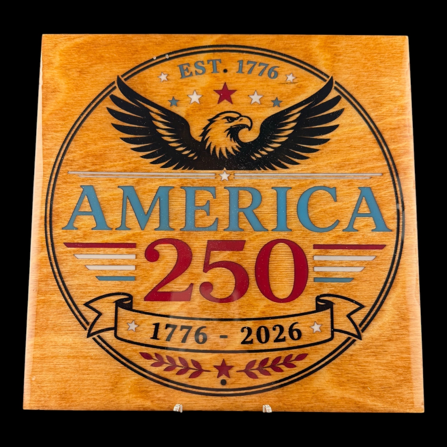 America 250 Wooden Sign | 1776-2026 Semiquincentennial Decor | Patriotic Eagle Wall Art | USA 250th Anniversary Plaque | Fourth of July Gift