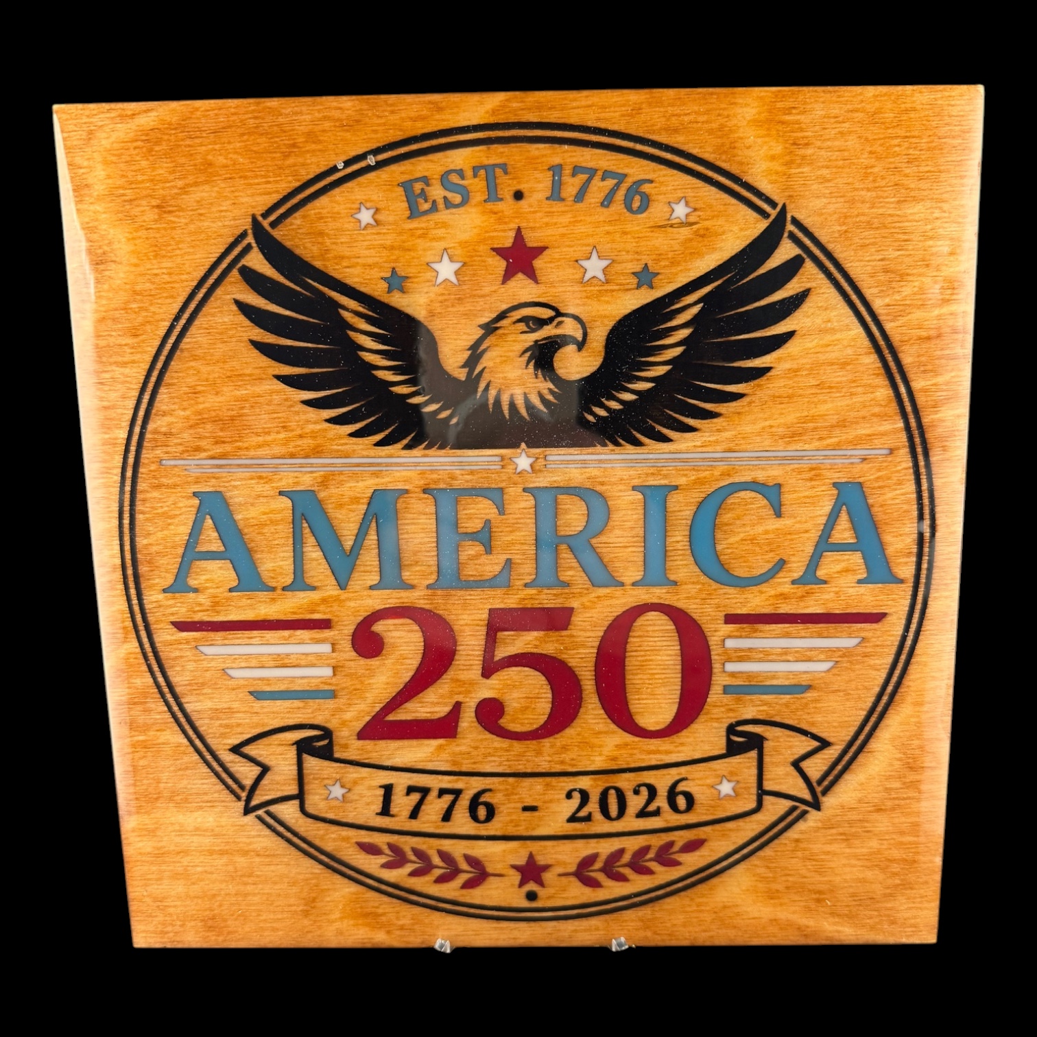 America 250 Wooden Sign | 1776-2026 Semiquincentennial Decor | Patriotic Eagle Wall Art | USA 250th Anniversary Plaque | Fourth of July Gift