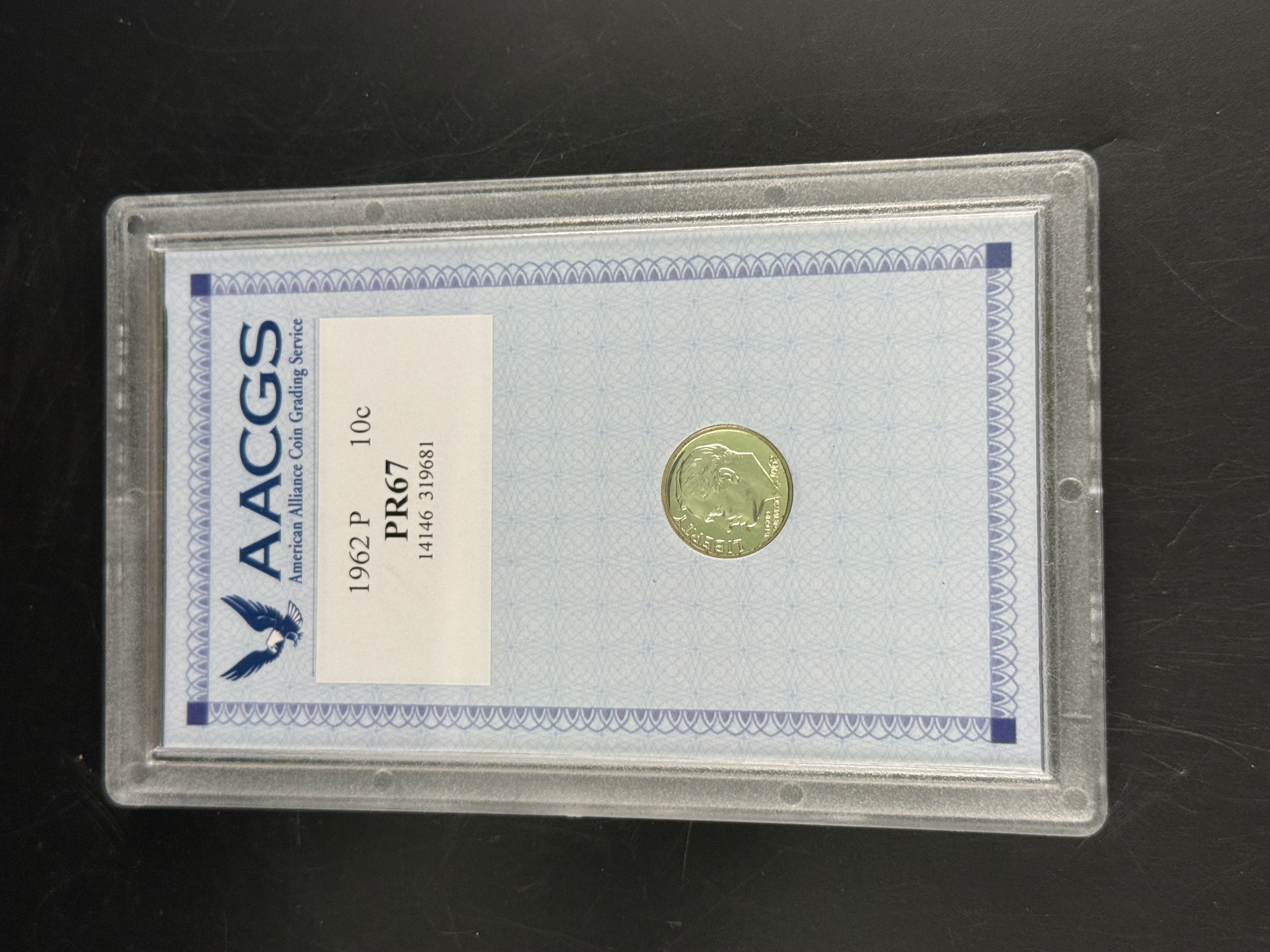 1962 Silver Roosevelt Proof Dime Graded AACGS PR67 