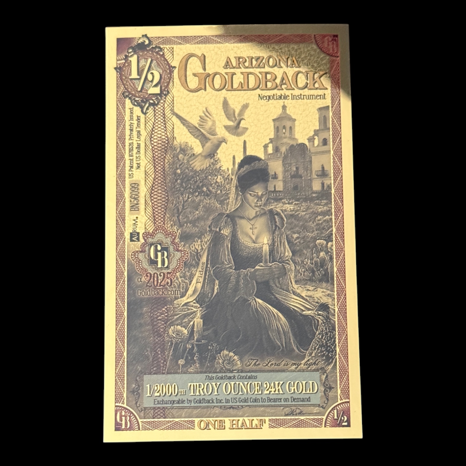 1/2 Arizona GoldBack 1/2000th Troy Ounce 24K Gold