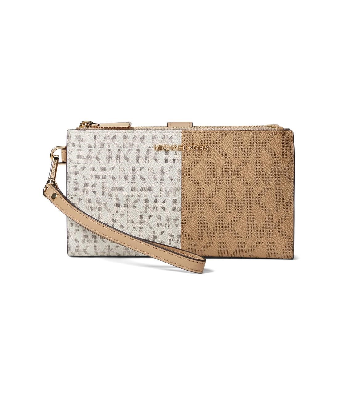 Michael Kors Women's Double Zip Wristlet Wallet, Vanilla Multi