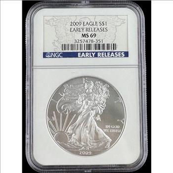 2009 Silver Eagle MS69 Early Releases NGC Graded