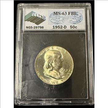 1952-D Ben Franklin Silver Half Dollar MS-63 FBI