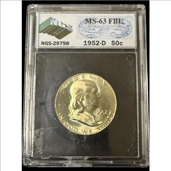 1952-D Ben Franklin Silver Half Dollar MS-63 FBI