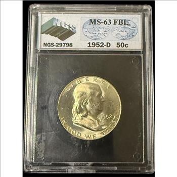 1952-D Ben Franklin Silver Half Dollar MS-63 FBI