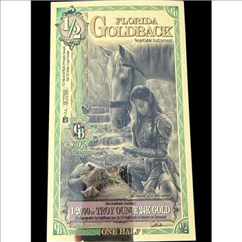 1/2 Florida Goldback 1/2000th Troy Ounce 24K Gold