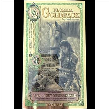 1/2 Florida Goldback 1/2000th Troy Ounce 24K Gold