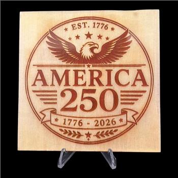 America 250 Wooden Sign | Laser Engraved Patriotic Plaque | 1776-2026 Semiquincentennial Decor | Fourth of July Gift | USA 250th Anniversary