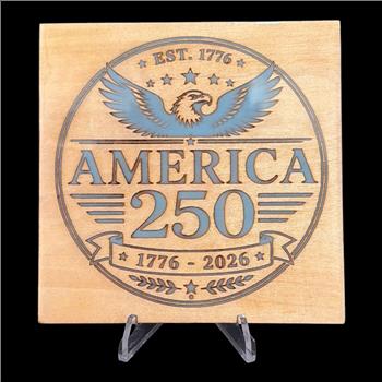 America 250 Wooden Sign | Laser Engraved Patriotic Plaque | 1776-2026 Semiquincentennial Decor | Fourth of July Gift | USA 250th Anniversary