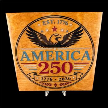 America 250 Wooden Sign | 1776-2026 Semiquincentennial Decor | Patriotic Eagle Wall Art | USA 250th Anniversary Plaque | Fourth of July Gift
