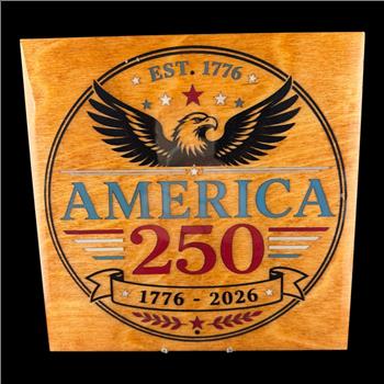 America 250 Wooden Sign | 1776-2026 Semiquincentennial Decor | Patriotic Eagle Wall Art | USA 250th Anniversary Plaque | Fourth of July Gift