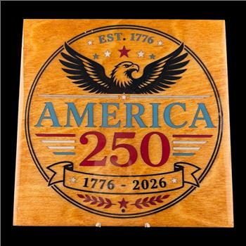America 250 Wooden Sign | 1776-2026 Semiquincentennial Decor | Patriotic Eagle Wall Art | USA 250th Anniversary Plaque | Fourth of July Gift