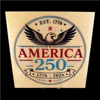 America 250 Wooden Sign | 1776-2026 Semiquincentennial Decor | Patriotic Eagle Wall Art | USA 250th Anniversary Plaque | Fourth of July Gift