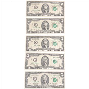 Uncirculated Numerical Order 2017A $2 Bills
