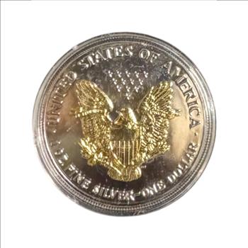 1993 Silver American Eagle Dollar with Gold Plated Detail