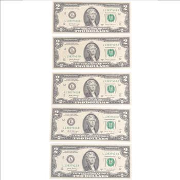 Uncirculated Numerical Order 2017A $2 Bills