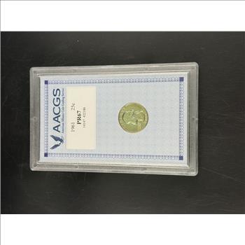 1961 Silver Washington Proof Quarter Graded AACGS PR67 