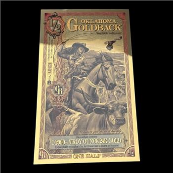 1/2 Oklahoma GoldBack 1/2000th Troy Ounce 24K Gold