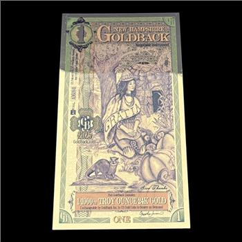 1 New Hampshire GoldBack 1/1000th Troy Ounce 24K Gold