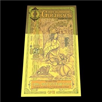 1 New Hampshire GoldBack 1/1000th Troy Ounce 24K Gold