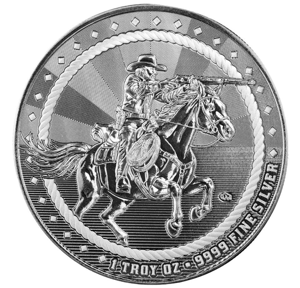 1 oz Silver Cowboy Rifleman Round w/ Buffalo Privy .9999 Silver Round in Capsule