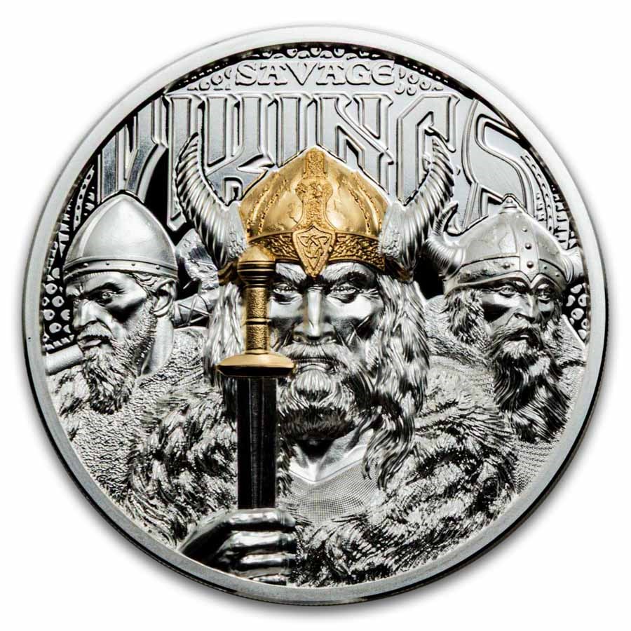 2026 Cook Islands 3 oz Silver Savage Vikings Proof (w/ Box & COA) Sealed NIB