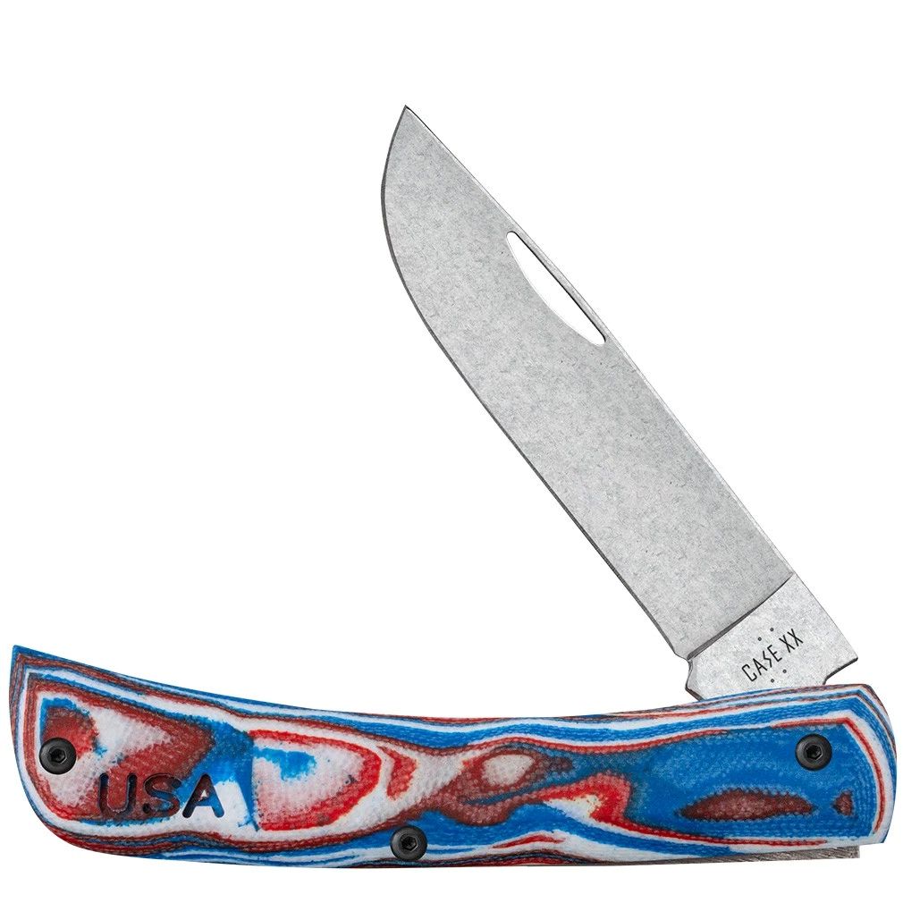 Case XX Knives XR Crossroads Sod Buster Red White Blue Burl G-10 Model 66386