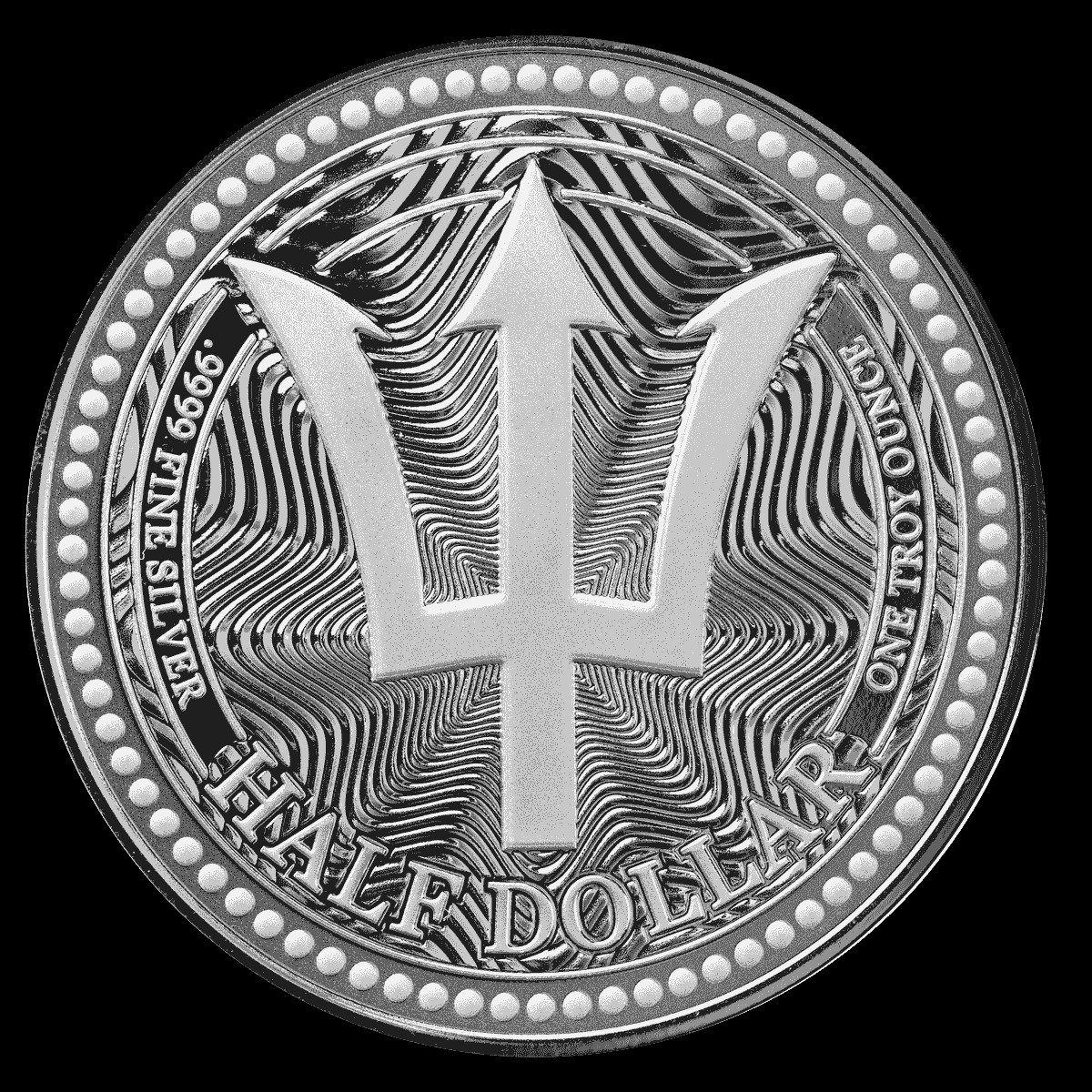 2025 Barbados Trident Half Dollar 1 oz .9999 Fine Silver CoiN