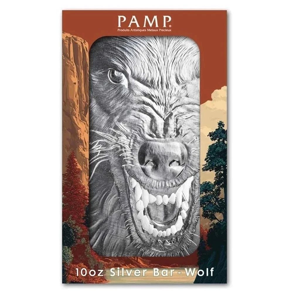 10 oz Silver Bar - PAMP Suisse Into the Wild - Wolf