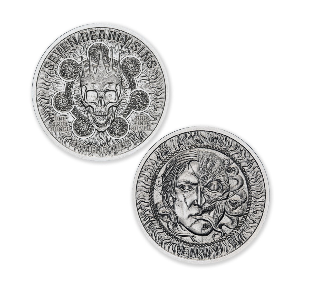 Seven Deadly Sins -Envy - 1 oz Silver Pure .999 Silver Round BU