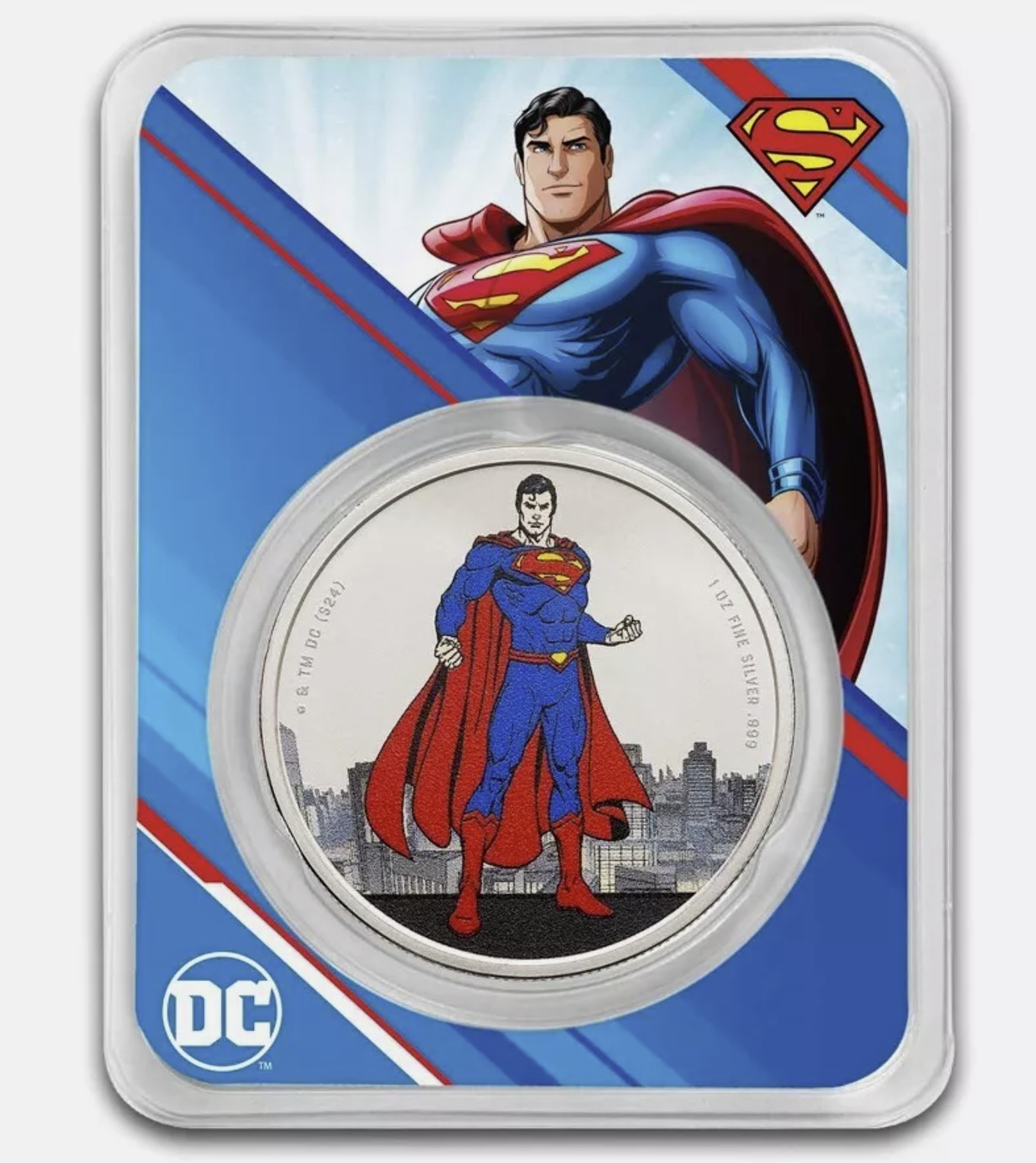 1 oz .999 Silver DC Comics 2024 Superman Color Samoa Coin in TEP