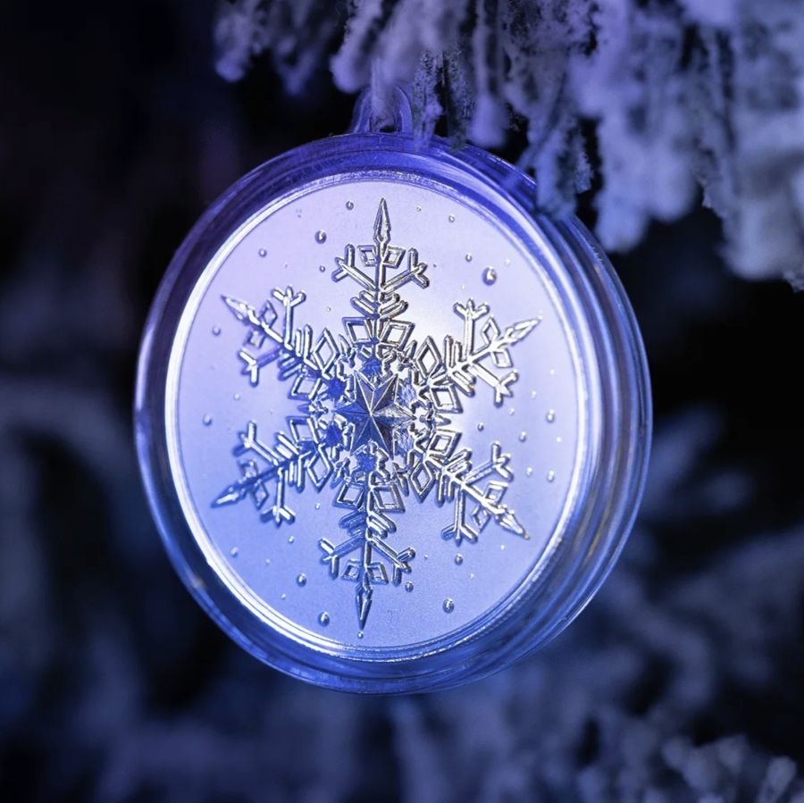 1 oz Silver Scottsdale Snowflake 2nd Series Round Christmas Ornament Capsule