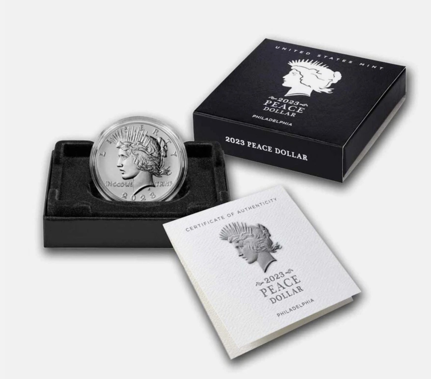 2023 Silver Peace Dollar (Box & COA) - Philadelphia Mint - No Mint Mark - 23XH